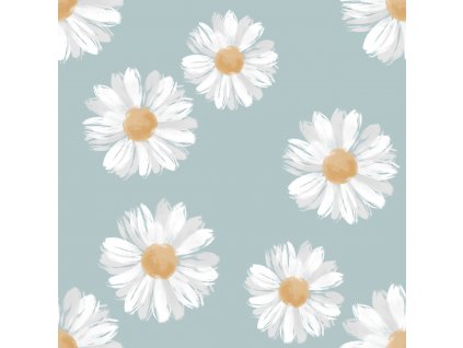 Teplákovina – Teplákovina - Kopretiny na modré Švadlenka Madlenka