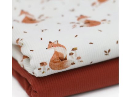 Úplet – Žebrovaný úplet - Lišák a houby Švadlenka Madlenka