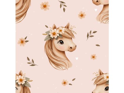 Úplet – Žebrovaný úplet - Koník na růžové Švadlenka Madlenka