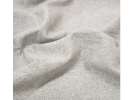 Látka – Len s bavlnou - Chambray světle béžová Švadlenka Madlenka