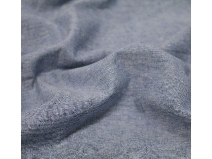 Látka – Len s bavlnou - Chambray modrá Švadlenka Madlenka
