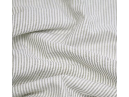 Látka – Len s bavlnou - Proužky 2 mm světle béžová Švadlenka Madlenka