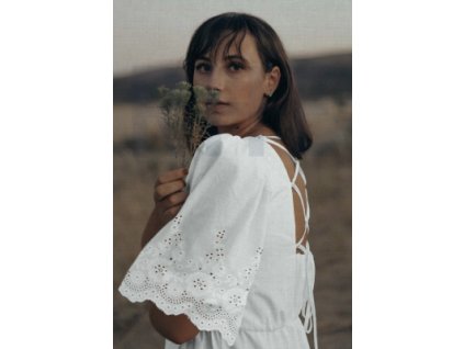 Bavlněné plátno – Bavlněné plátno - Bílá s bordurou Švadlenka Madlenka
