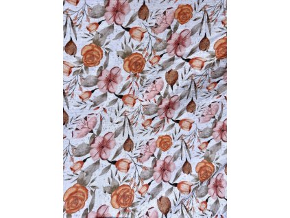 Látka – Mušelín - Divoké květy Švadlenka Madlenka