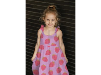 Látka – Mušelín - Velké jahůdky na růžové Švadlenka Madlenka