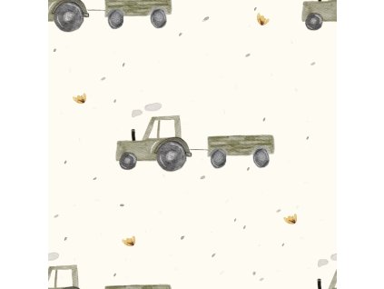 Úplet – Žebrovaný úplet - Traktor s vlečkou Švadlenka Madlenka