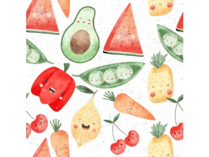 Úplet – Žebrovaný úplet - Vysmátá zelenina Švadlenka Madlenka