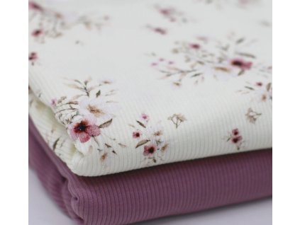 Žebrovaný úplet - Třešňové květy – žebrovaný úplet | Švadlenka Madlenka