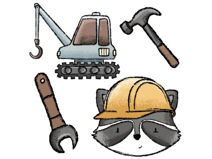 Zvířátka na stavbě – A4 arch 🚜🐾 | Švadlenka Madlenka