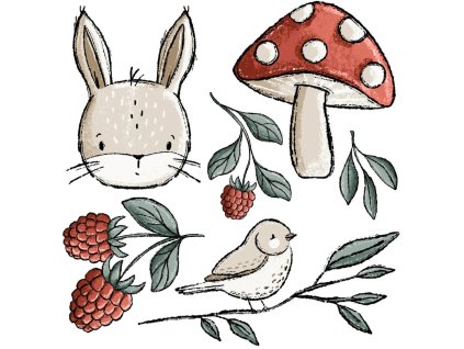 Nažehlovačka – Zajíček v maliní – A4 arch 🍓🐰 | Švadlenka Madlenka