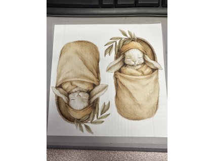 Nažehlovačka Spící zajíček - Bílý podklad 2 ks