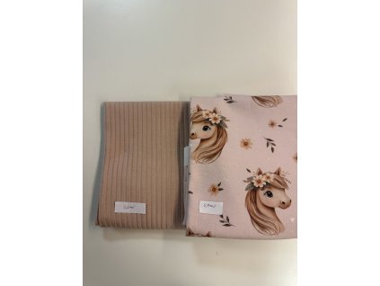 Balíček - Úplet - široký Růžová + koník na růžové - 2 ks