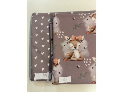 Balíček - Teplakovina srnečka s mašlí a srdíčka - 2 ks