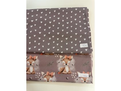 Balíček - Teplakovina srnečka s mašlí a srdíčka - 2 ks
