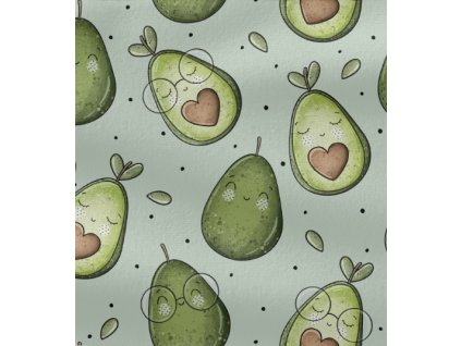 Úplet – Žebrovaný úplet - Avokáda s brýlemi Švadlenka Madlenka
