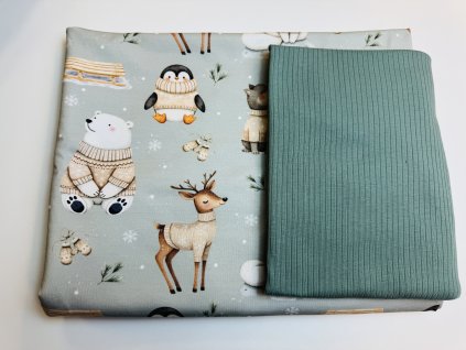 Balíček -  Zvířátka ve svetru na mentolové  - 2 ks