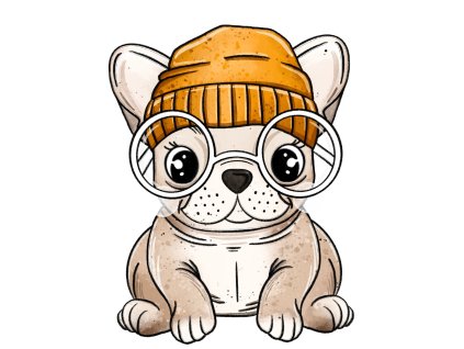 Nažehlovačka Mops s brýlemi čepice žlutá