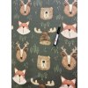 Úplet / Žebrovaný úplet - Zvířecí hlavy na zelené Švadlenka Madlenka