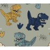 Teplákovina - Lego Dino – detail vzoru a struktury látky ze Švadlenka Madlenka.