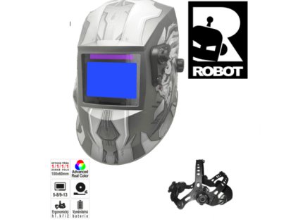 Svářecí kukla stmívací Robot  reálné barvy, náhradní fólie ZDARMA