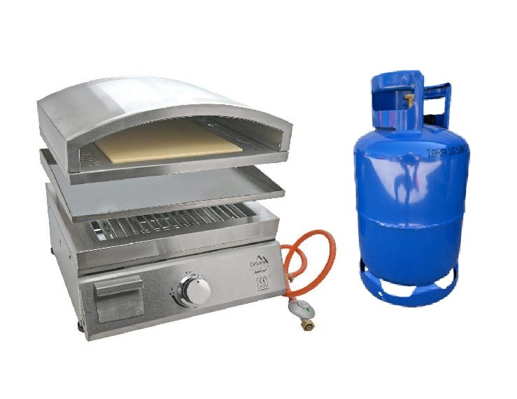 Compass Stolní gril NAPOLI s Pizza pecí - výhodný SET Set grilu: SETG2 - Gril + lahev ocel 10 kg 14101