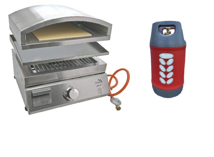 Compass Stolní gril NAPOLI s Pizza pecí - výhodný SET Set grilu: SETG4 - Gril + lahev kompozit 10 kg 14101