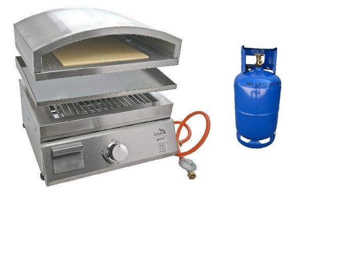 Compass Stolní gril NAPOLI s Pizza pecí - výhodný SET Set grilu: SETG1 - Gril + lahev ocel 5kg 14101
