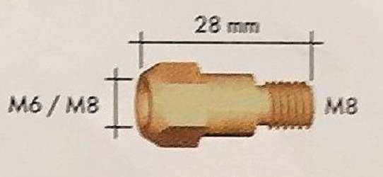 Abicor Binzel Náhradní díly pro svářecí hořák CO2 240A, 260A a 360A Díl hořáku CO2 240A, 260A a 360A: 142.0003 Mezikus - držák špičky MB 24 M6/M6