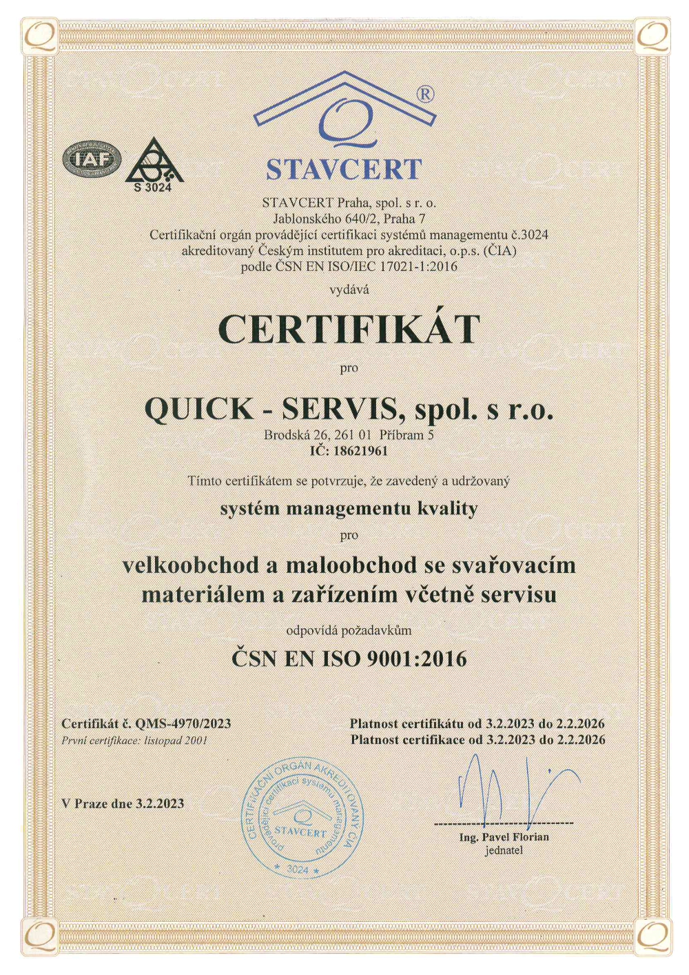 Certifikát ISO