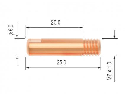 Průvlak BINZEL M6/6/25, E-Cu - 1,2 mm