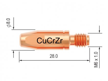 Průvlak BINZEL M6/8/28, CuCrZr - 1,0 mm