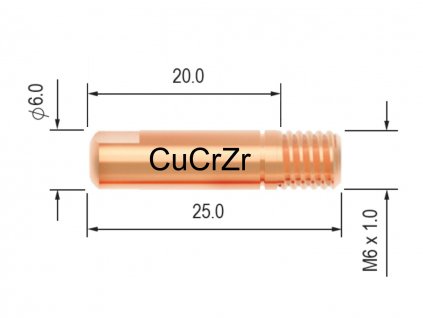 Průvlak BINZEL M6/6/25, CuCrZr - 0,8 mm