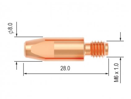 Průvlak BINZEL M6/8/28, E-Cu - 1,6 mm