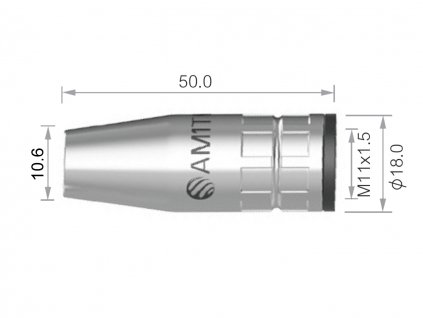 Plynová hubice ARC M1 - silně kónická - délka 50 mm