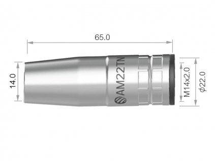 Plynová hubice ARC M22 - silně kónická - délka 65 mm