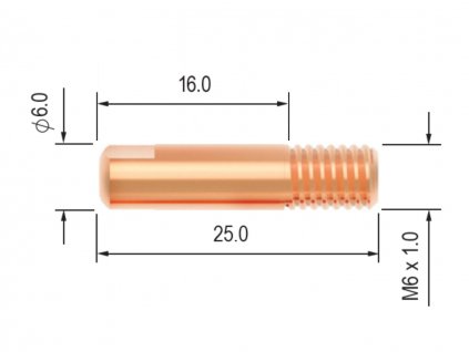 Průvlak BINZEL M6/6/25, E-Cu - 1,2 mm (dlouhý závit)