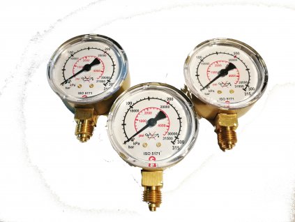 Gce Vstupní manometr 200 Bar Kyslík Argon Dusík 400