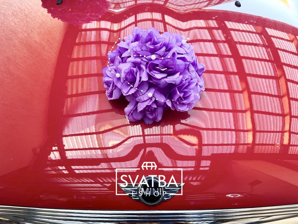 Kytice na svatební auto - buket malý fialový lila