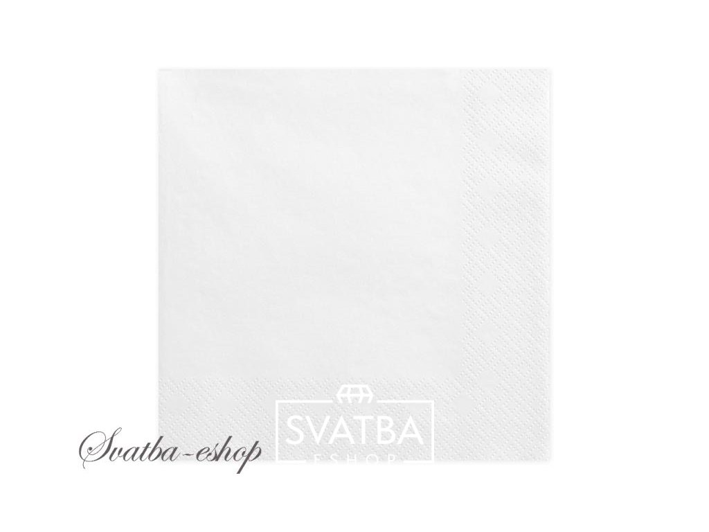 Ubrousek bílý 20 ks - bílé ubrousky na slavnostní svatební tabuli