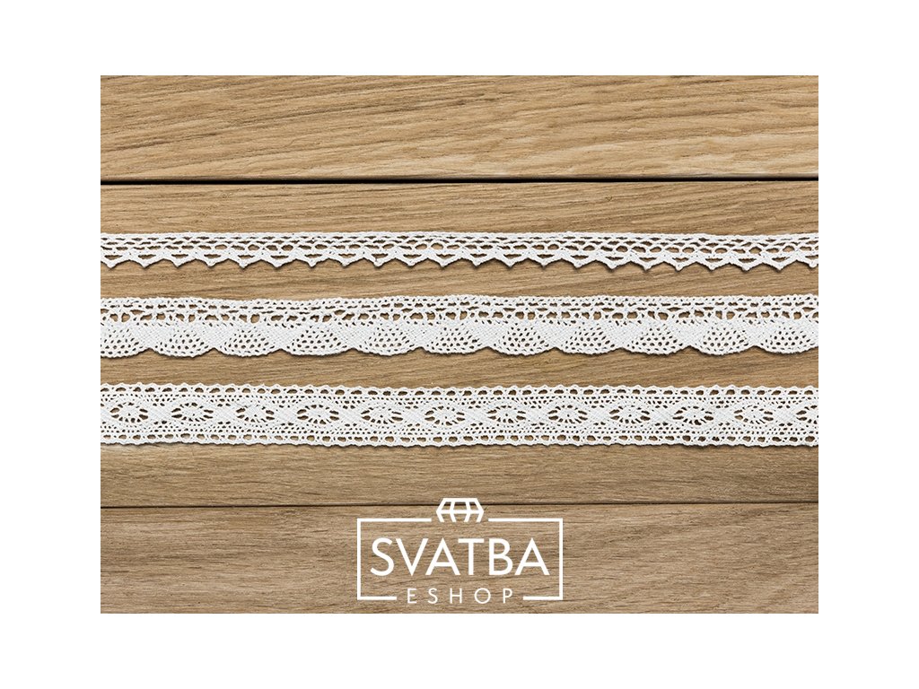 Sada krajek bílá 3 ks x 1,5 m - krajkové stuhy na vintage, rustikální svatbu