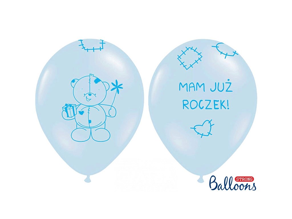 Balónek medvídek "Mam juž roczek!" modrý - narozeninový balónek 1 ks