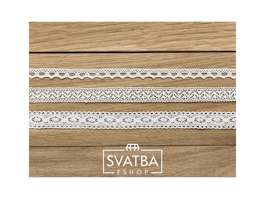 Sada krajek bílá 3 ks x 1,5 m - krajkové stuhy na vintage, rustikální svatbu
