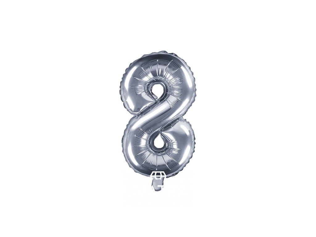 Fóliová číslice 8 stříbrná - nafukovací balónky