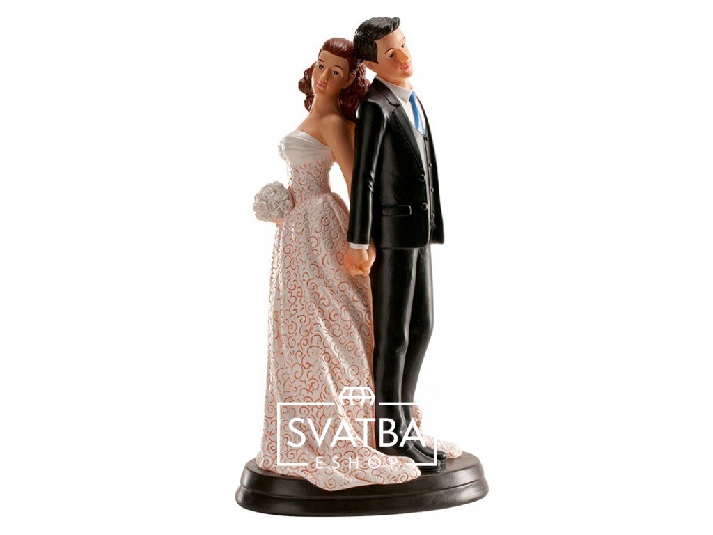 deKorace Nevěsta a ženich zády k sobě - svatební figurka na dort