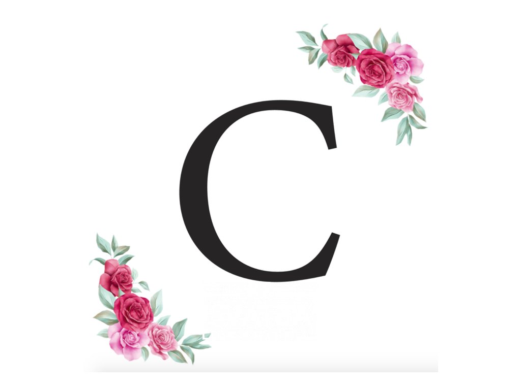 Písmeno C kartička s růžemi - písmena k sestavení jmen a nápisů