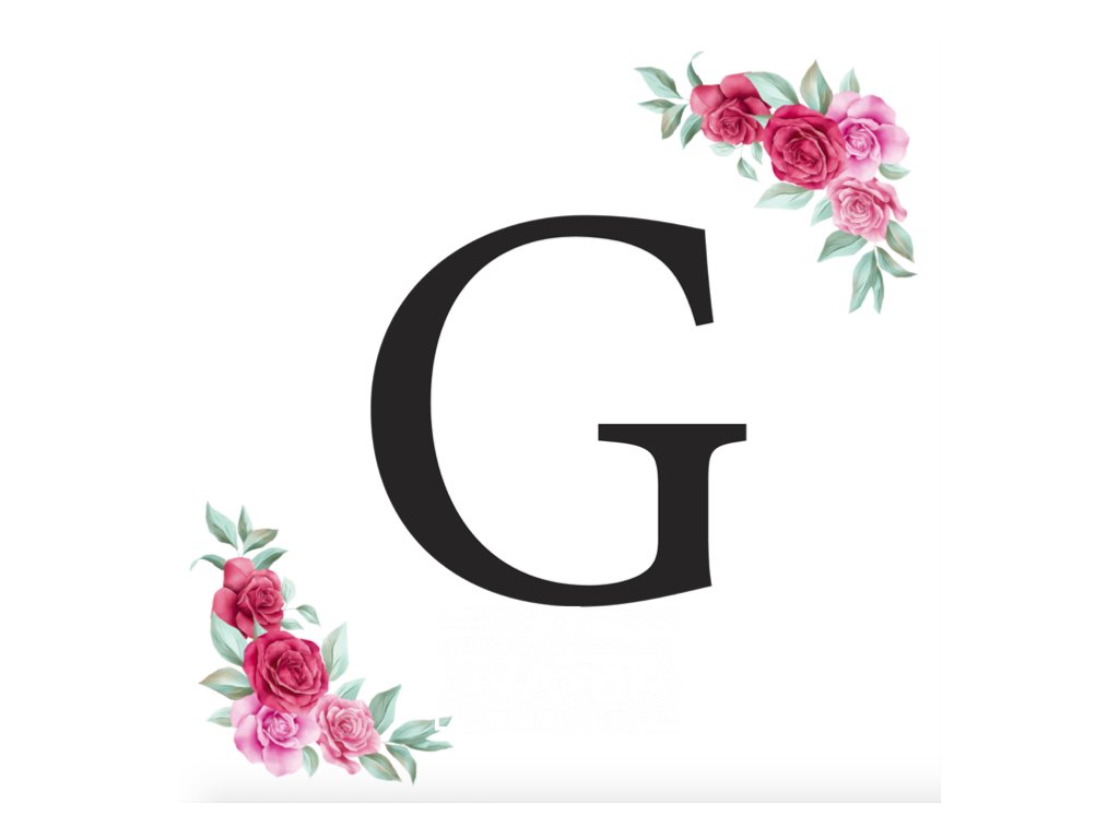 Písmeno G kartička s růžemi - písmena k sestavení jmen a nápisů