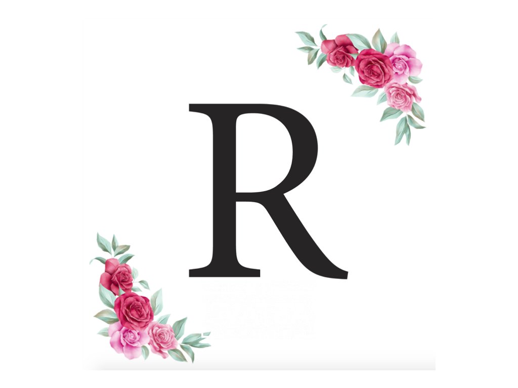 Písmeno R kartička s růžemi - písmena k sestavení jmen a nápisů