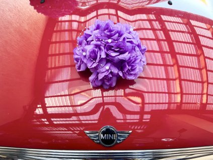 Kytice na svatební auto - buket malý fialový lila