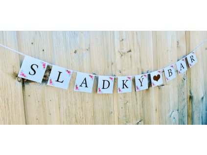 Girlanda SLADKÝBAR bílá s růžičkami - girlandy na svatební výzdobu