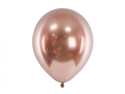 Balónky růžovozlatý chromové  30 cm 10 ks - růžovozlatý nafukovací chromové svatební balónky na party, oslavu, svatbu